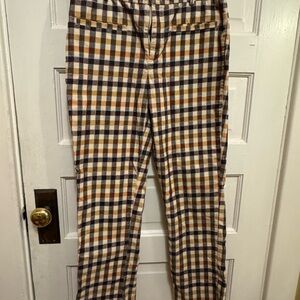 Anthropologie Multicolor Plaid Corduroy Cotton Pants